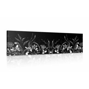 Kép virág díszítéssel fekete fehérben kép