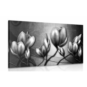 Kép virágok etno stílusban fekete fehérben kép
