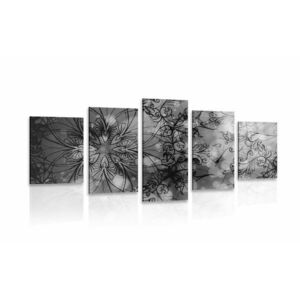 5 részes kép virág Mandala fekete fehérben kép