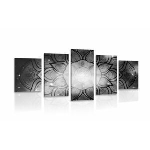 5 részes kép Mandala galaxis háttérrel fekete fehérben kép