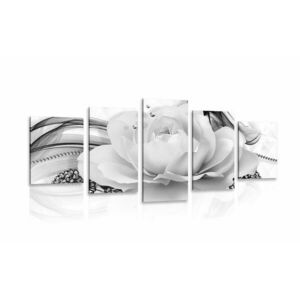 5 részes kép luxus rózsa fekete fehérben kép