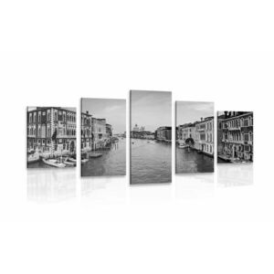 5 részes kép híres csatorna Velencében fekete fehérben kép