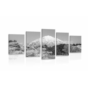 5 részes kép Fuji hegy fekete fehérben kép