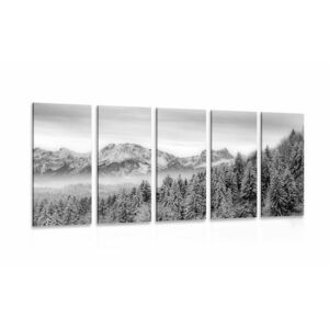 5-részes kép fagyos hegyek fekete fehérben kép