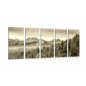 5-részes kép fagyos hegyek szépia kivitelben kép