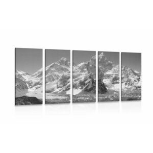5-részes kép gyönyörű hegycsúcs fekete fehérben kép