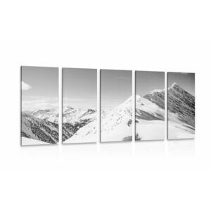 5-részes kép havas hegység fekete fehérben kép