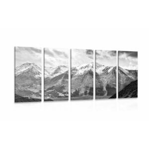 5-részes kép csodálatos hegység panoráma fekete fehérben kép