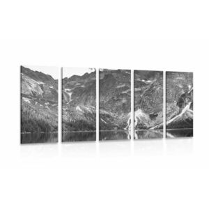 5-részes kép tó a Tátrában fekete fehérben kép