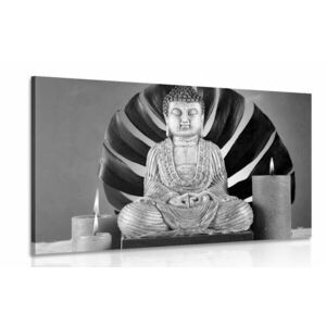 Kép Buddha pihenő csendéletben fekete fehérben kép