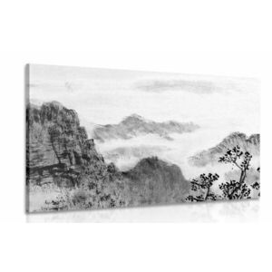 Kép kínai természet fekete fehérben kép