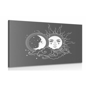Kép a nap és a hold harmóniája fekete fehérben kép