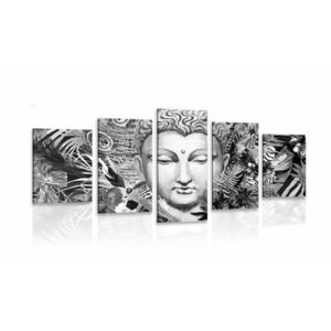 5-részes kép Buddha exotikus háttérrel fekete fehérben kép