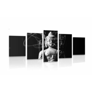 5-részes kép Buddha szobor fekete fehérben kép