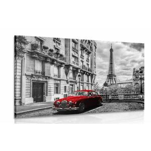 Piros retró autó Párizsban kép