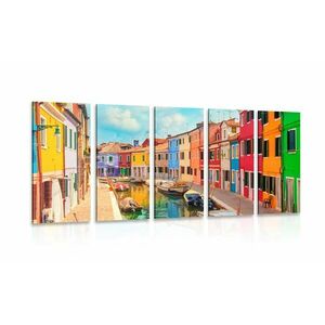 5-részes kép pasztell színű házak a városban kép