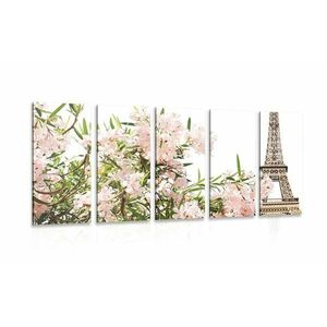 5-részes kép Eiffel torony és rózsa virágok kép