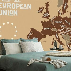 Tapéta oktatási térkép az Európai Unió országainak nevével barna árnyalatban kép
