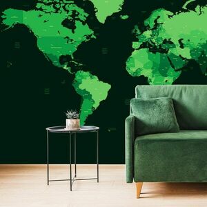 Tapéta részletes világtérkép zöld színben kép