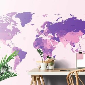 Tapéta részletes világtérkép lila színben kép