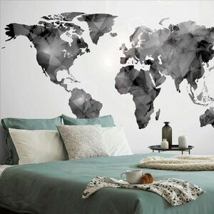 Tapéta sokszögű világtérkép fekete-fehérben kép