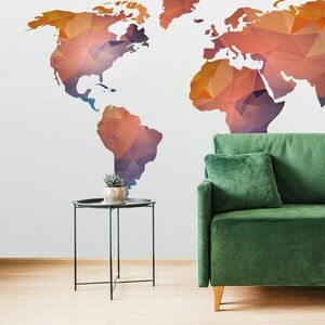 Tapéta sokszögű világtérkép narancssárga árnyalatokkal kép