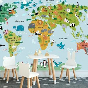 Tapéta gyerek világtérkép állatokkal kép
