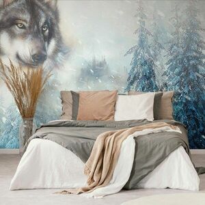 Tapéta farkas a havas tájban kép