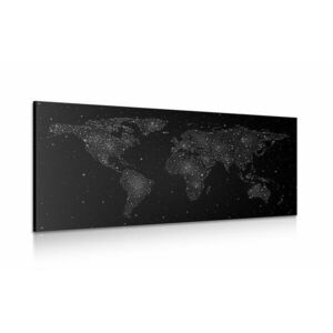 Kép világ térkép éjszakai égbolt fekete fehér kivitelben kép