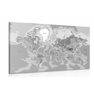 Kép hagyományos világ térkép fekete fehérben kép