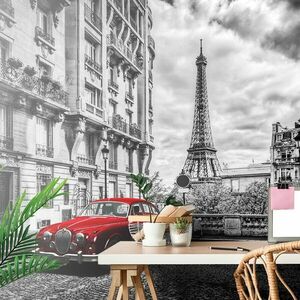 Fotótapéta piros retró autó Párizsban kép