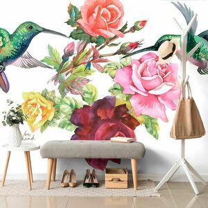 Tapéta kolibri virágokkal kép
