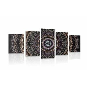 5 részes kép Mandala nap mintával lila árnyalatban kép