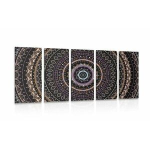 5-részes kép Mandala nap mintával lila árnyalatban kép