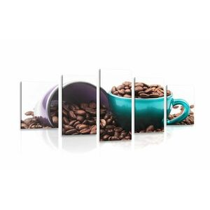 5 részes kép csésze tele kávébabbal kép