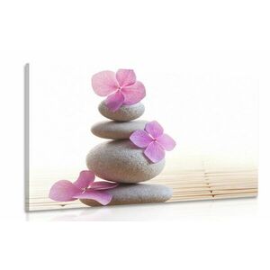 Kép kövek egyensúlya és keleti virágok kép