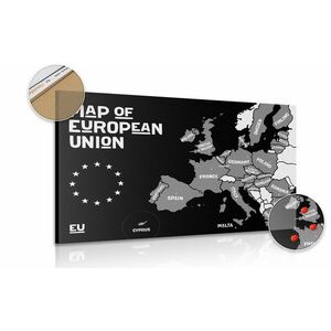 Parafa kép oktatási térkép, amelyen az Európai Unió országainak nevei vannak feltüntetve fekete fehérben kép