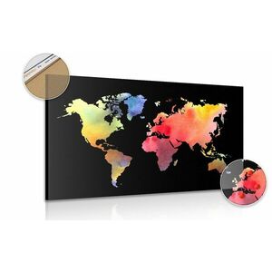 Parafa kép világ térkép akvarell kivitelben fekete háttéren kép