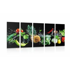 5-részes kép organikus gyümölcs és zöldség kép