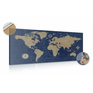 Parafa kép világ térkép iránytűvel retro stílusban kék háttéren kép