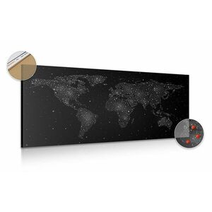Parafa kép világ térkép éjjeli égbolt kivitelben fekete fehérben kép