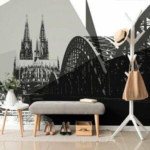 Tapéta Köln város fekete-fehér illusztrációja kép