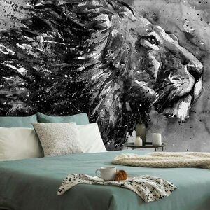 Tapéta az állatok királya fekete fehér akvarell kivitelben kép