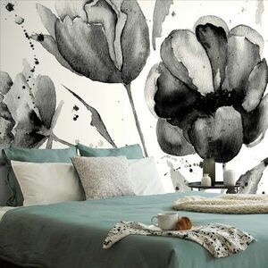 Tapéta csodás tulipán fekete fehérben kép