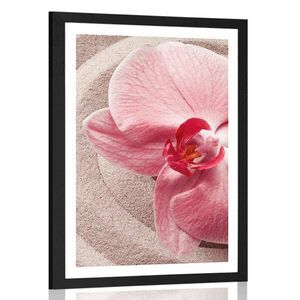 Poszter paszportuval tengeri homok és rózsaszín orchidea kép