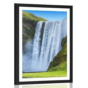 Poszter paszportuval ikonikus vízesés Izlandon kép