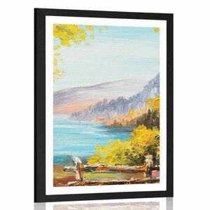 Poszter olajfestmény egy hegyi tóról kép