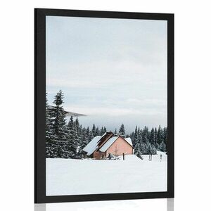 Poszter kunyhó a havas tájban kép