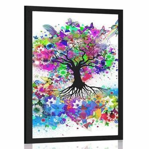 Poszter virágos színes fa kép