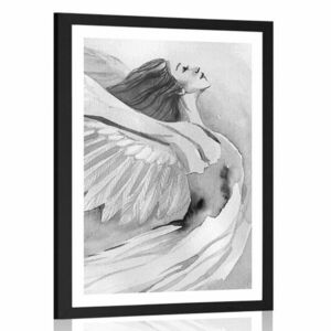 Poszter apszportuval angyal fekete-fehérben kép